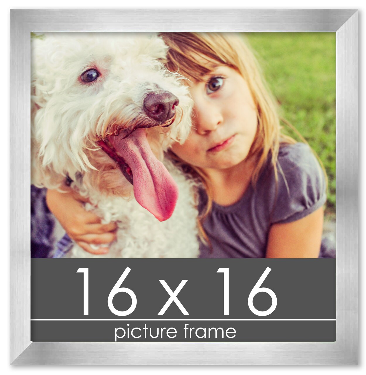 16x16 Solid Wood Picture Frame with UV-Resistant Acrylic & Acid-Free Backing, Available in 6 Finishes: Matte Black, Matte White, Metallic Bronze, Silver, Natural Wood Grain & Mahogany
